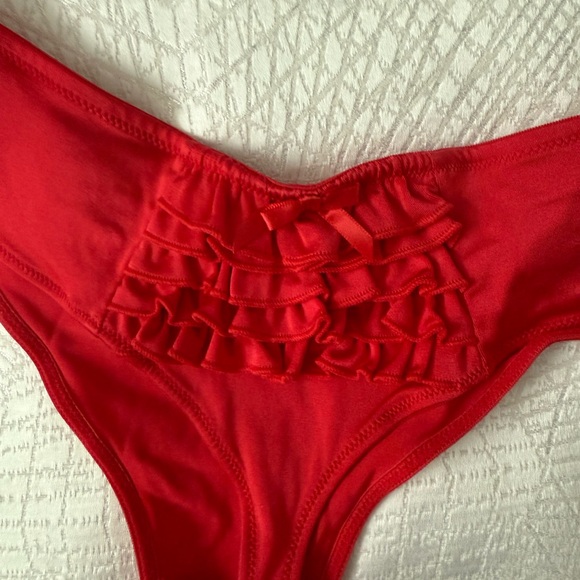 Red Ruffled Bikini Bottom - Picture 4 of 9